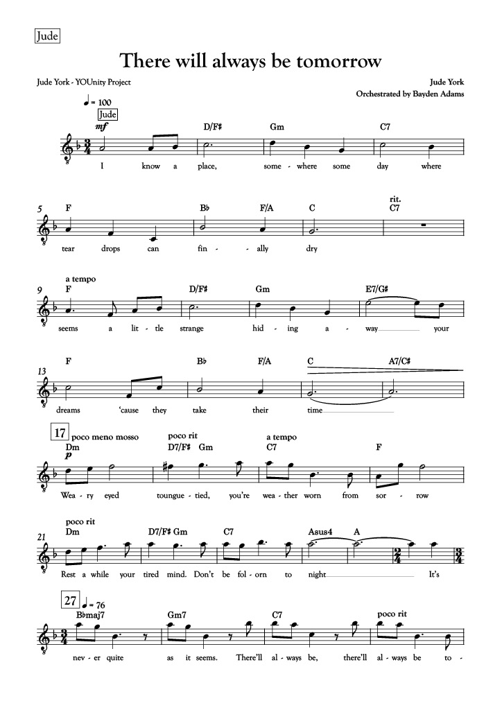 There Will Always Be Tomorrow Lead Sheet 1